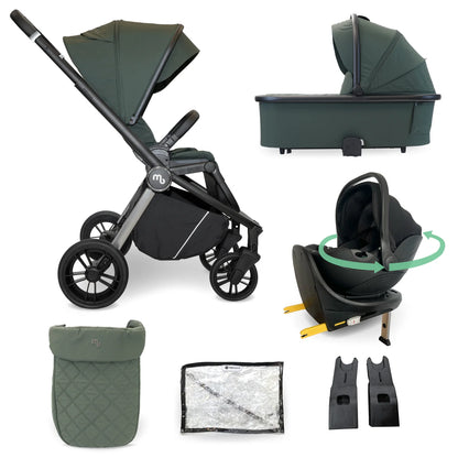 My Babiie MB450i 3-in-1 Travel System with Rotating Car Seat + Base - Forest Green