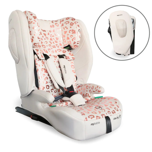 My Babiie MBCS80 Foldable Toddler to Booster R129 Car Seat with ISOFIX - Pink Leopard
