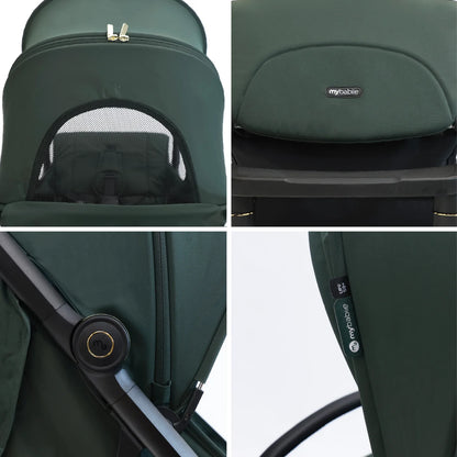 My Babiie MBX7 Plus Auto-Fold Stroller - Forest Green