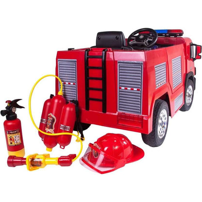 Kids 12v Electric Ride-on Fire Engine with Parental Remote