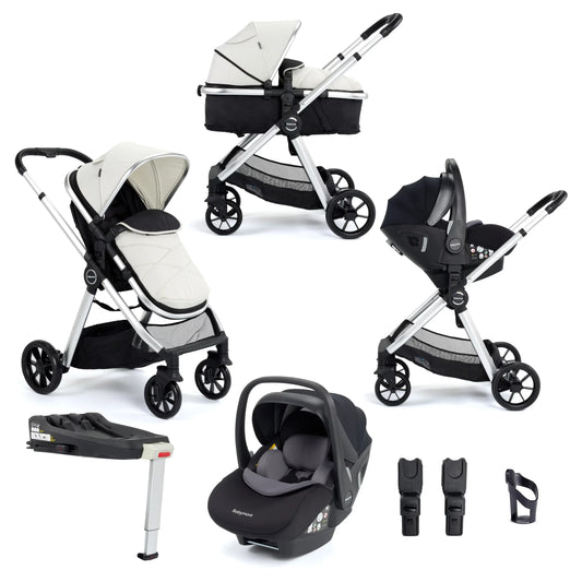 Babymore Mimi Travel System Pecan i-Size Car Seat with Isofix Base – Silver
