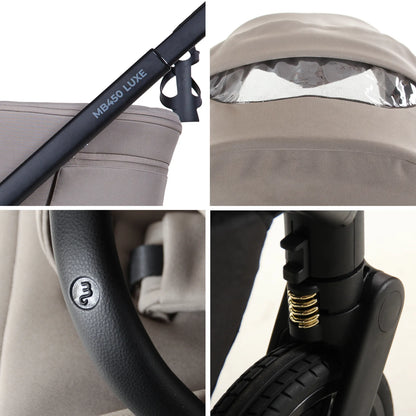 My Babiie MB450 LUXE 3-in-1 Travel System with Rotating Car Seat + Toddler Seat + Base - Mink