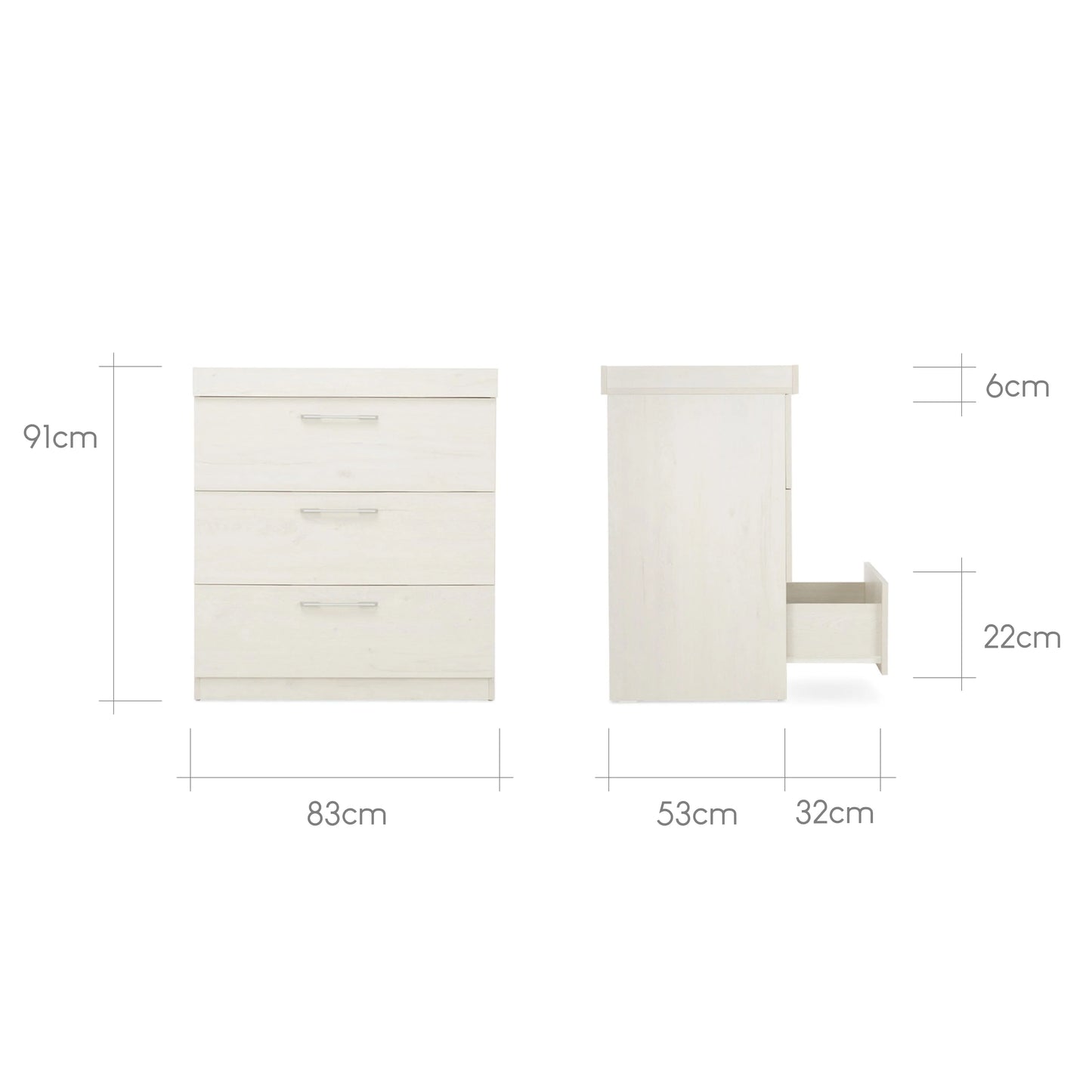 Freya 3 Piece Nursery Furniture Set - Coastal White