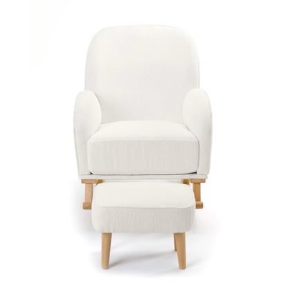 Babymore Freya Nursing Chair with Footstool – Off White Bouclé