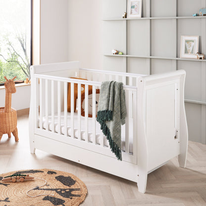Babymore Stella Sleigh Drop Side Cot Bed