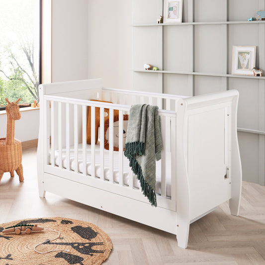 Babymore Stella Sleigh Drop Side Cot Bed