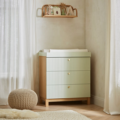 CuddleCo Remi 3 Piece Nursery Furniture Set - Oak & Green