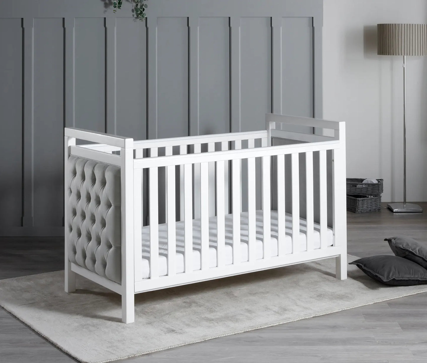 Babymore Velvet Deluxe Cot Bed – White
