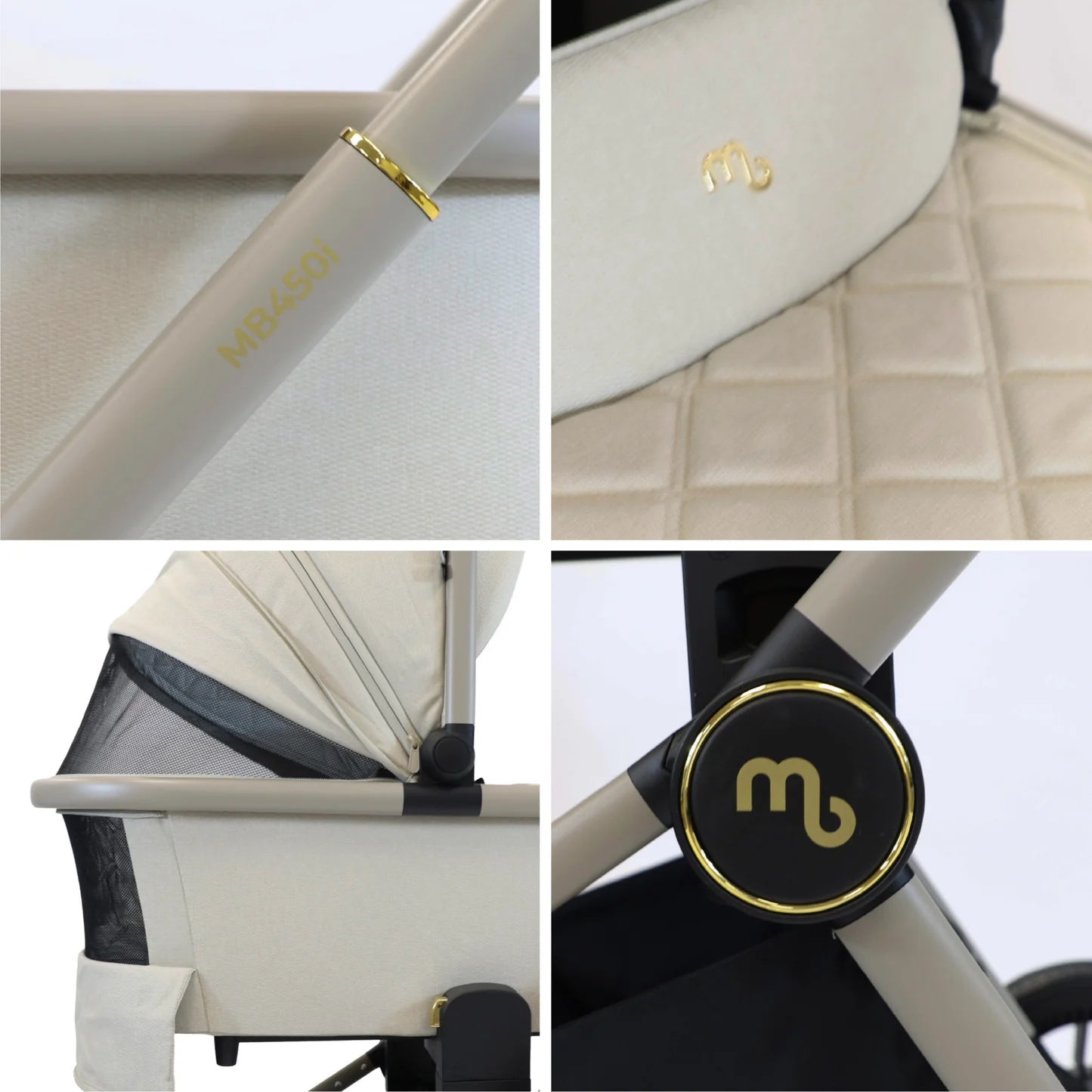 My Babiie MB450i 3-in-1 Travel System with Rotating Car Seat + Base - Ivory