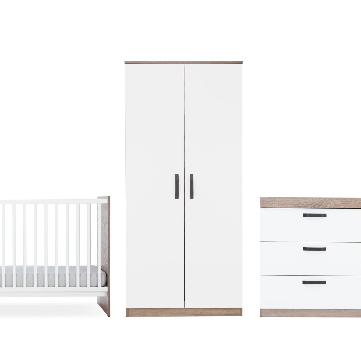 Enzo 3 Piece Nursery Furniture Set - Truffle Oak & White