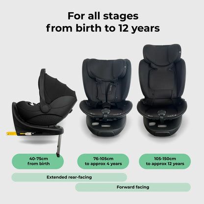 My Babiie MB450 LUXE 3-in-1 Travel System with Rotating Car Seat + Toddler Seat + Base - Black