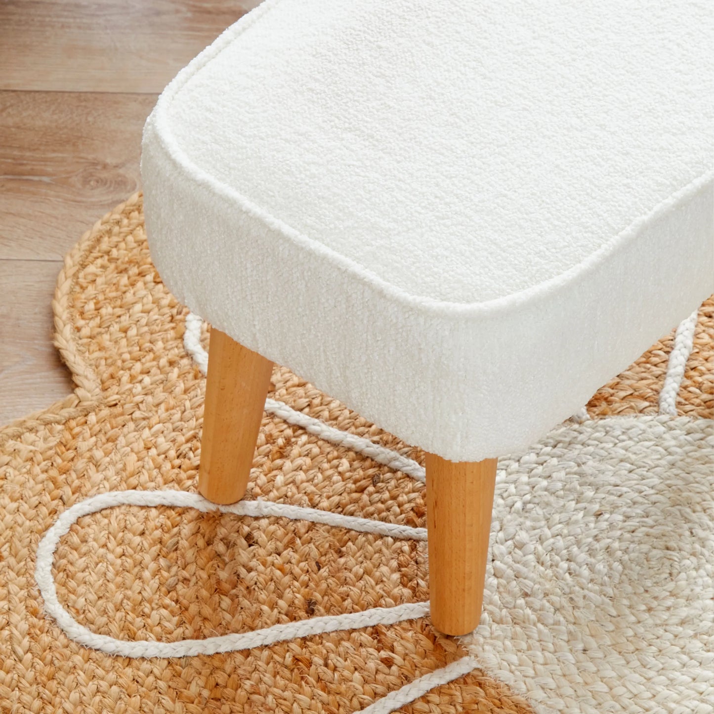 Babymore Freya Nursing Chair with Footstool – Off White Bouclé