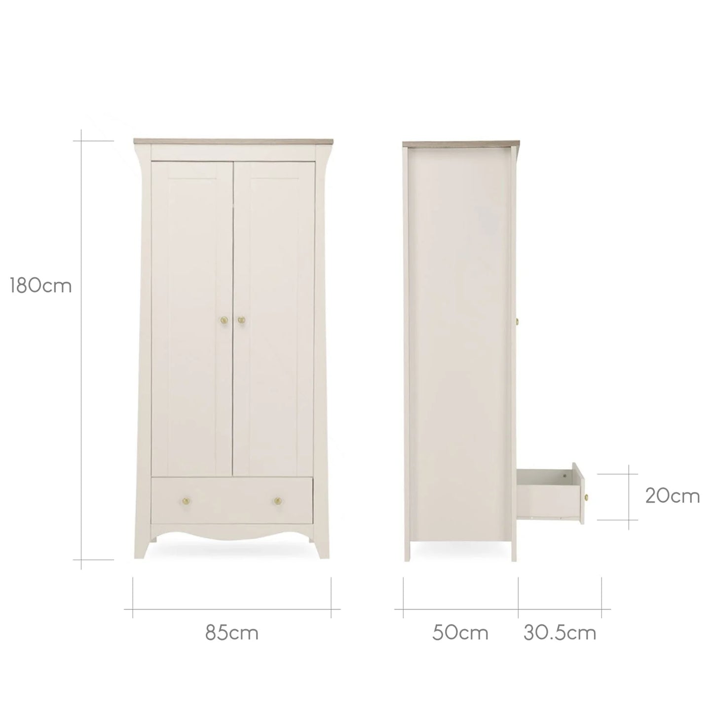 Clara 3 Piece Nursery Furniture Set - Cashmere & Ash