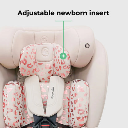My Babiie MBCS300 Easy Spin R129 Car Seat with Top Tether - Pink Leopard