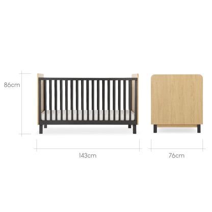 Rafi 3 Piece Nursery Furniture Set - Oak & Black