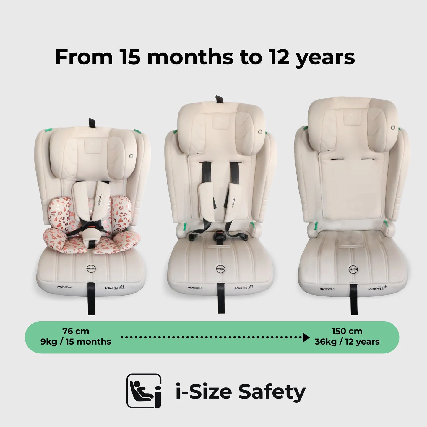 My Babiie MBCS50 Toddler to Booster R129 Car Seat - Pink Leopard