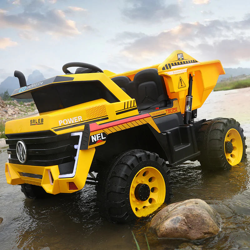 Kids Construction Truck 12V Electric Ride-on Vehicle - Yellow