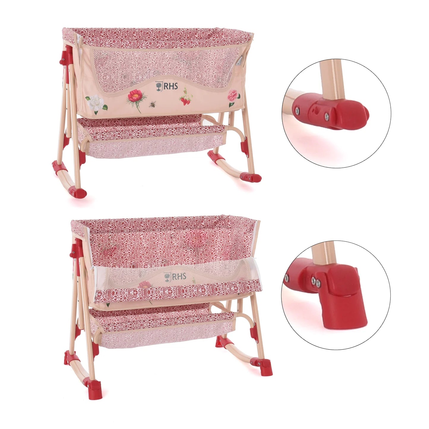 Roma RHS Bedside Crib - Flora