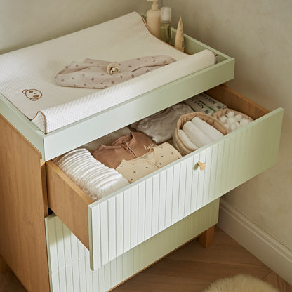 CuddleCo Remi 3 Piece Nursery Furniture Set - Oak & Green