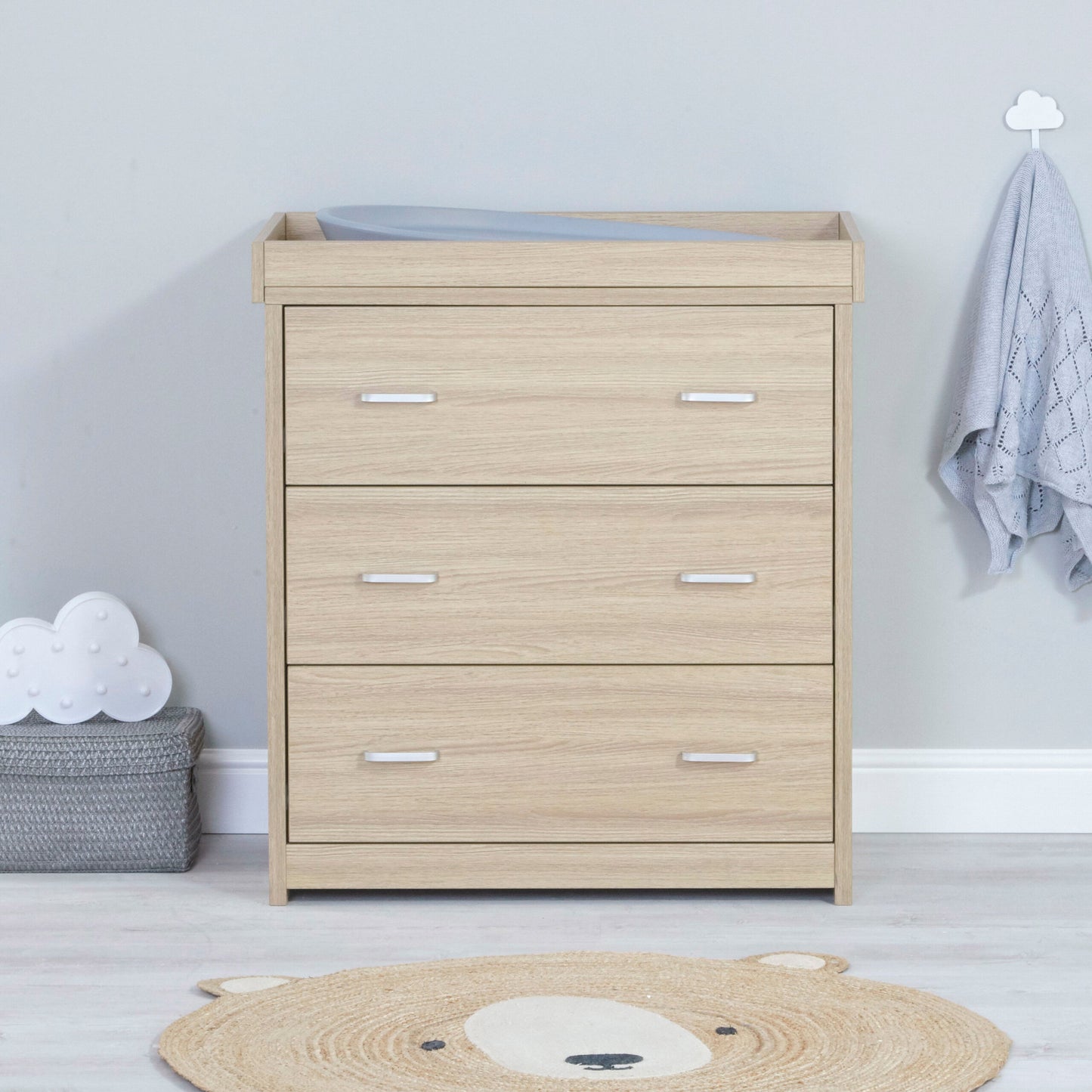 Babymore Veni 3 Piece Nursery Furniture Set with Drawer – Oak