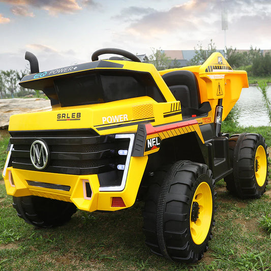 Kids Construction Truck 12V Electric Ride-on Vehicle - Yellow