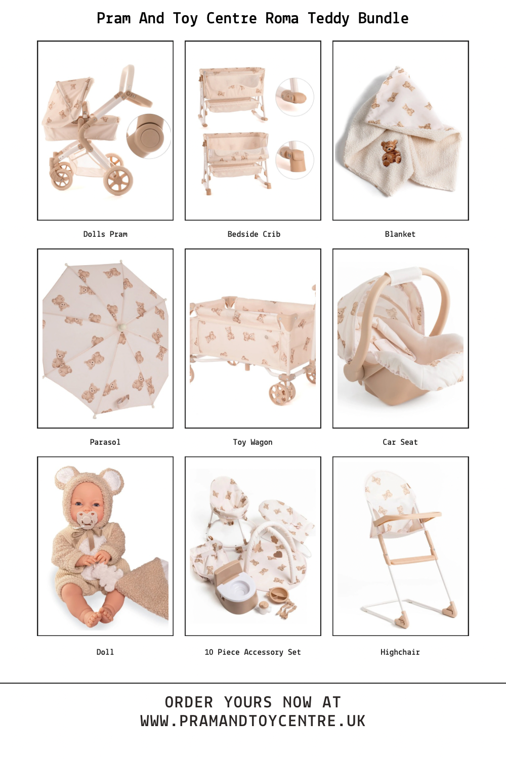 Roma Teddy 18pc Bundle