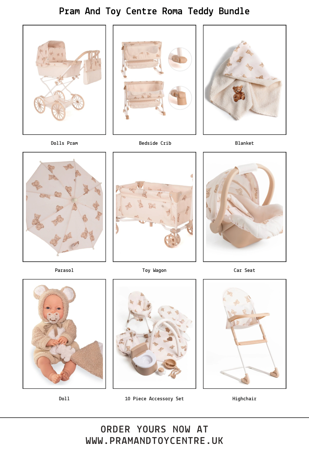 Roma Teddy 18pc Bundle