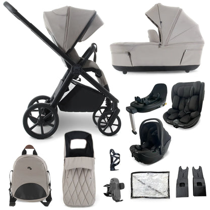 My Babiie MB450 LUXE 3-in-1 Travel System with Rotating Car Seat + Toddler Seat + Base - Mink