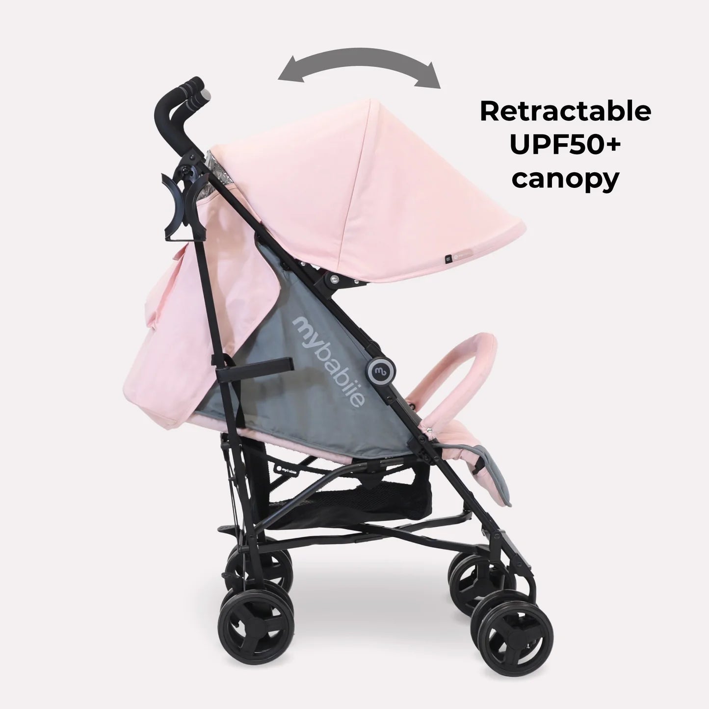 My Babiie MB02 Plus Lightweight Stroller - Pink and Grey