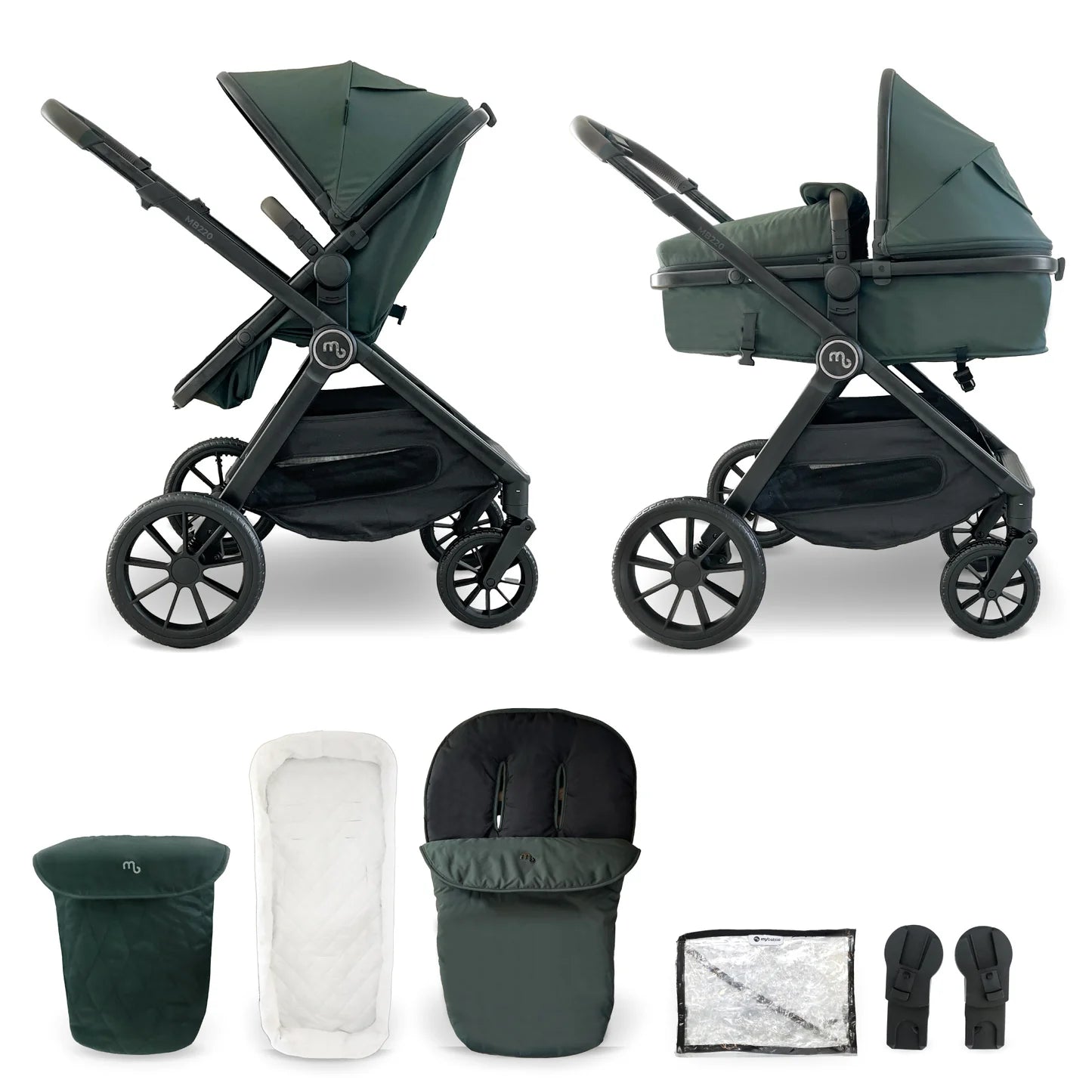 My Babiie MB220 2-in-1 Pramette - Forest Green