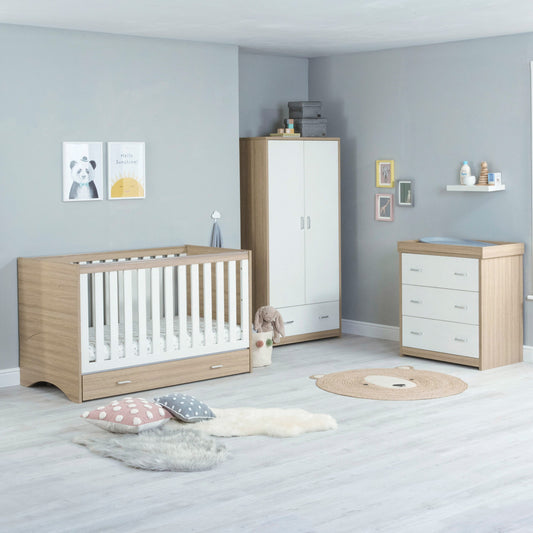 Veni 3 Piece Nursery Furniture Sets with Drawer – Oak White
