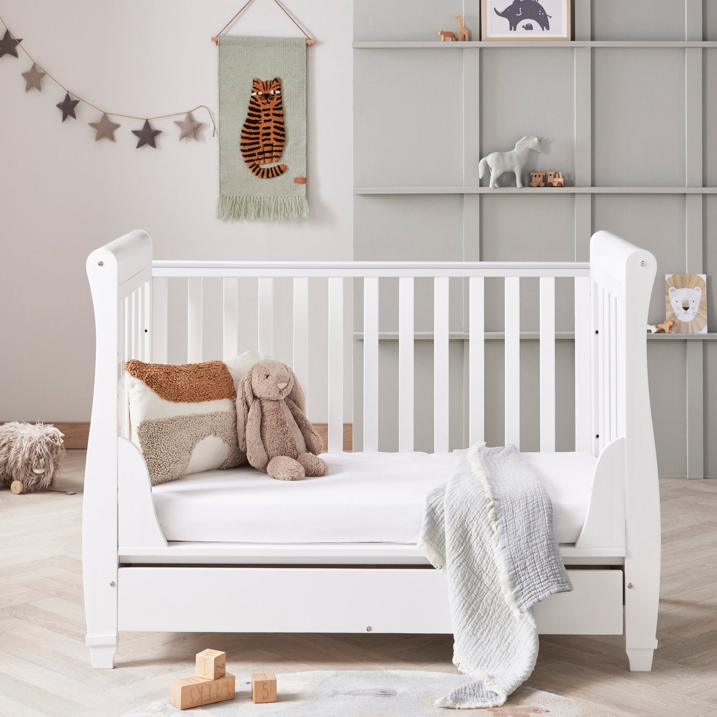 Babymore Eva Sleigh Drop Side Cot Bed
