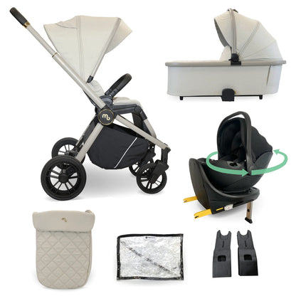 My Babiie MB450i 3-in-1 Travel System with Rotating Car Seat + Base - Ivory