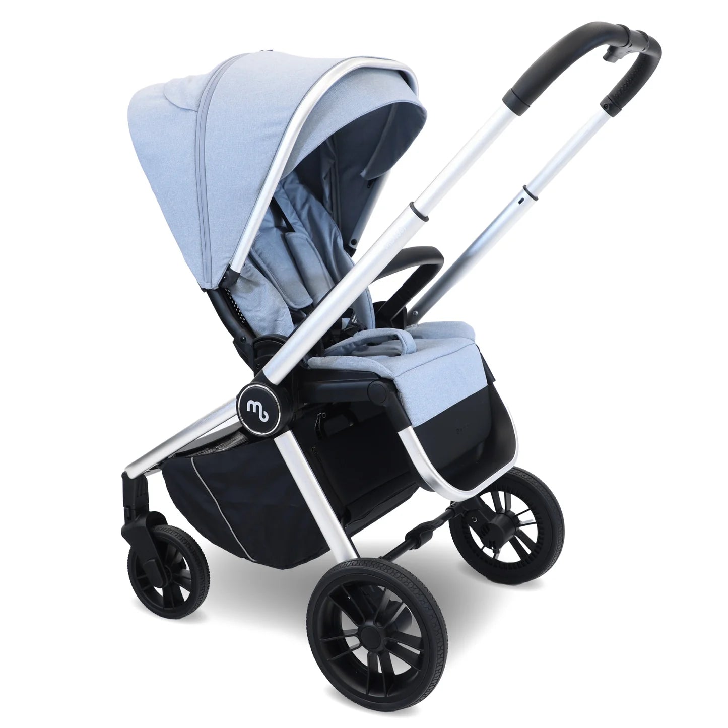 My Babiie MB450i 3-in-1 Travel System with Rotating Car Seat + Base - Steel Blue