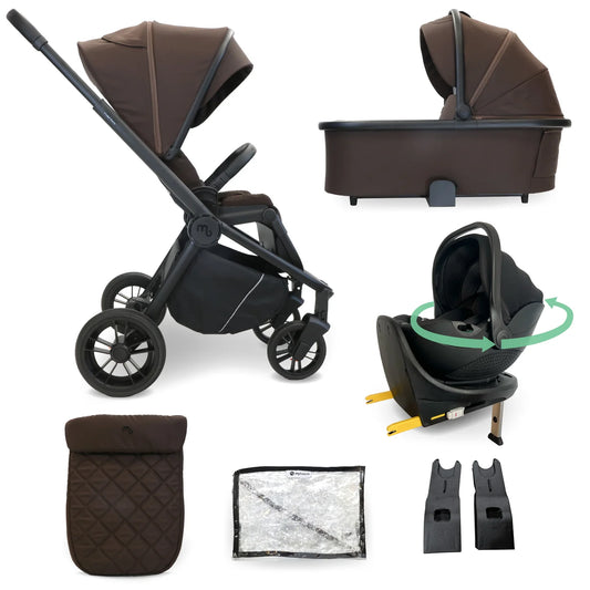 My Babiie MB450i 3-in-1 Travel System with Rotating Car Seat + Base - Chocolate
