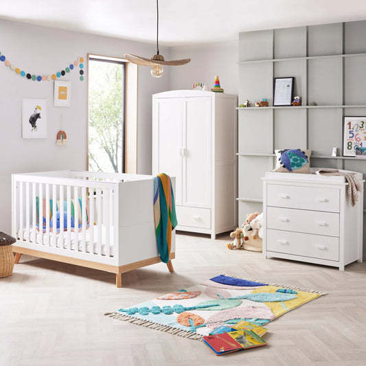 Babymore Mona 3 Piece Universal Nursery Furniture Set – White
