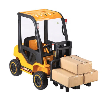 Kids Large 12v Electric Ride-on Fork Lift Truck with MP4 Player - Yellow