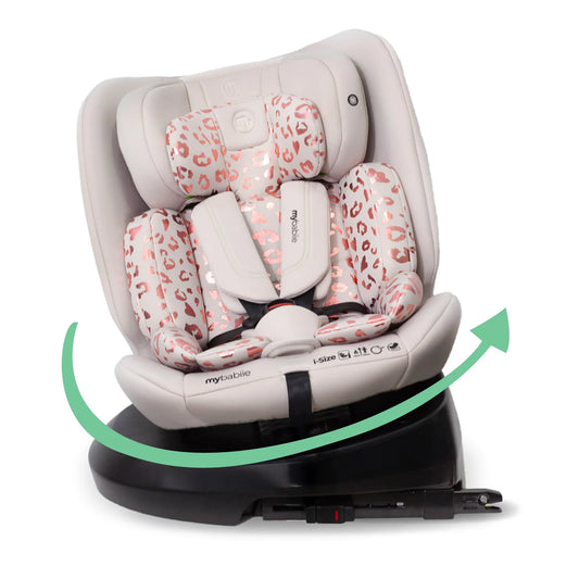 My Babiie MBCS200 Spin R129 Car Seat with Top Tether - Pink Leopard