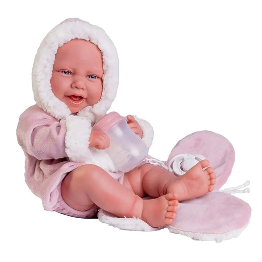 Antonio Juan Doll - Newborn Carla with Butterfly Washcloth and Feeding Bottle 42 cm