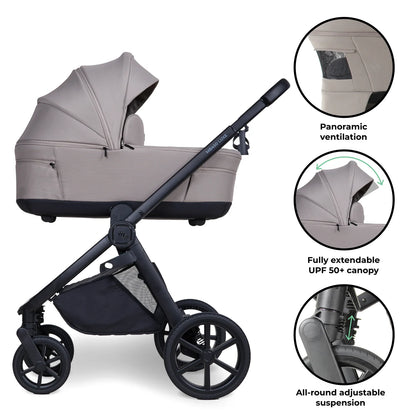 My Babiie MB450 LUXE 3-in-1 Travel System with Rotating Car Seat + Toddler Seat + Base - Mink