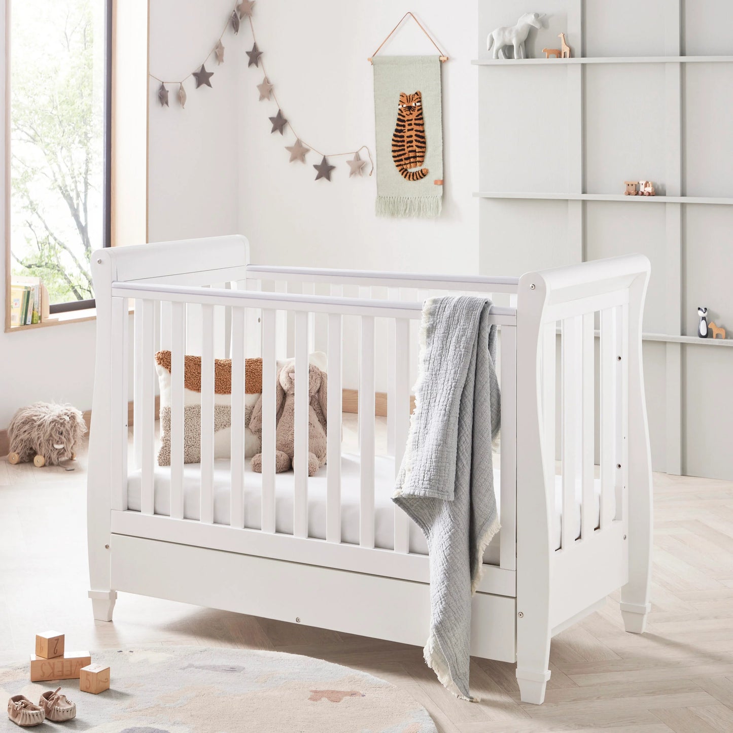 Babymore Eva Sleigh Drop Side Cot Bed