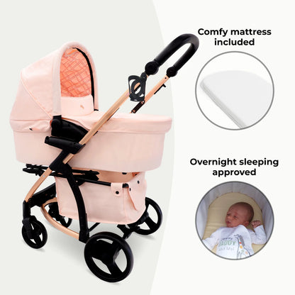 My Babiie MB200i 3-in-1 Travel System with i-Size Car Seat - Pink Plaid