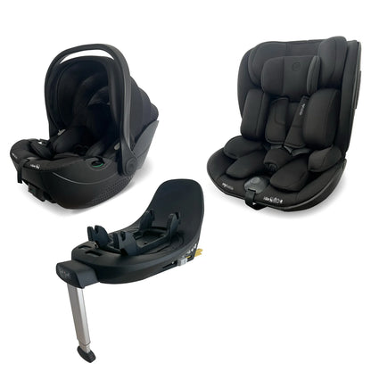 My Babiie MB450 LUXE 3-in-1 Travel System with Rotating Car Seat + Toddler Seat + Base - Black
