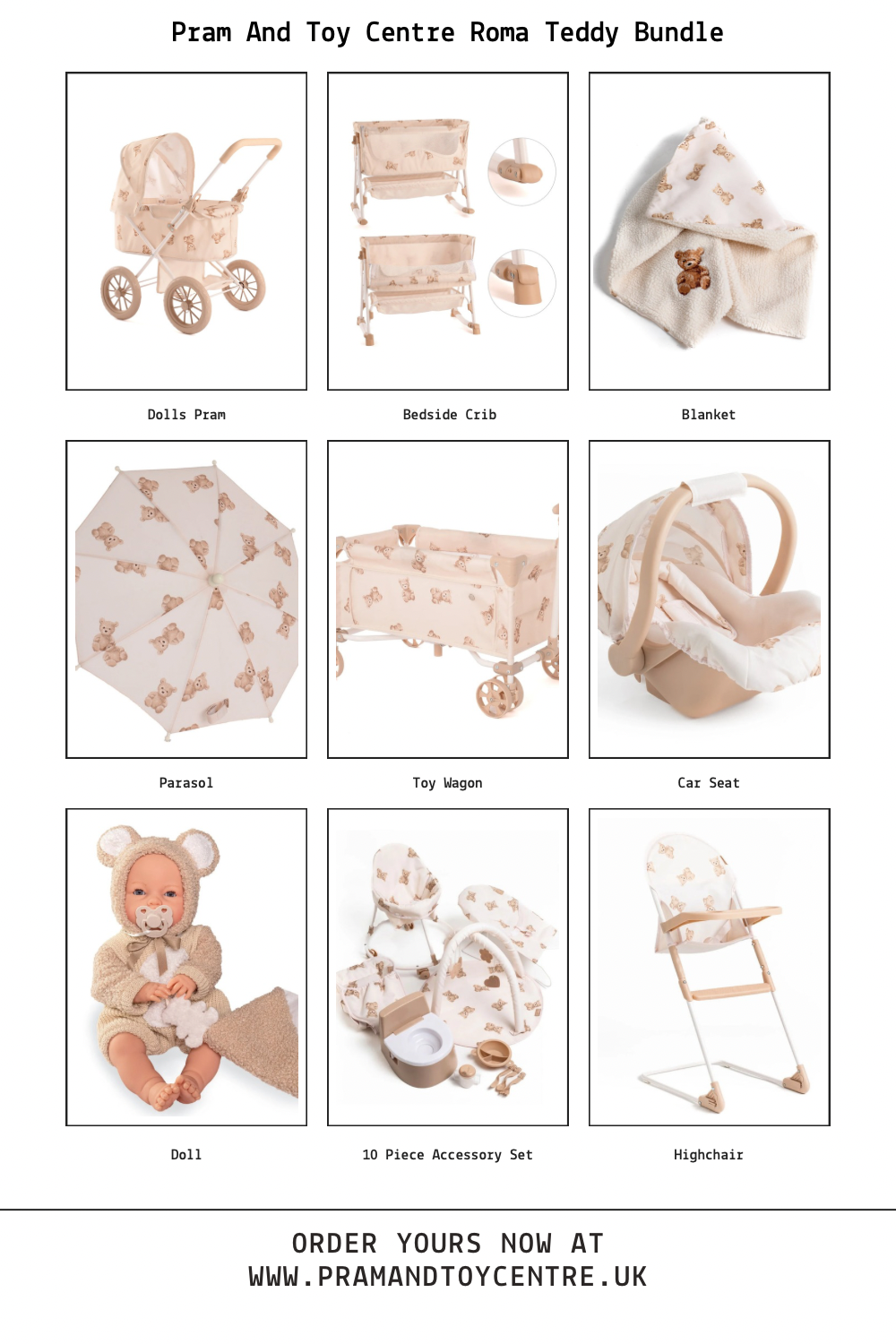 Roma Teddy 18pc Bundle