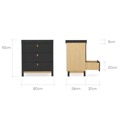 Rafi 3 Piece Nursery Furniture Set - Oak & Black