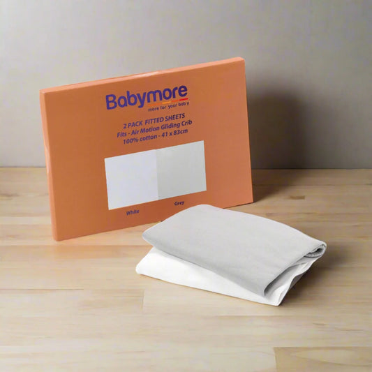 Babymore Fitted Sheets Air Motion Crib Pack of 2 – White & Grey