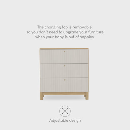 CuddleCo Remi 3 Piece Nursery Furniture Set - Oak & Cashmere