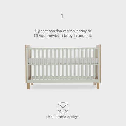 CuddleCo Remi 3 Piece Nursery Furniture Set - Oak & Green
